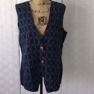 Ann Loy Original Vest color  blue and yellow size M NWOT. #347